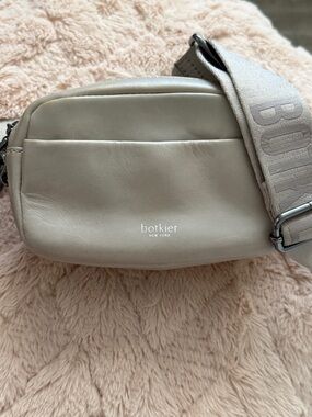 Botkier Taupe Leather Belt Bag with Wide Logo Strap